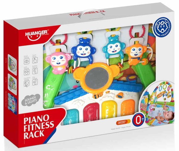 Huanger Развивающий коврик с пианино "Обезьянки"