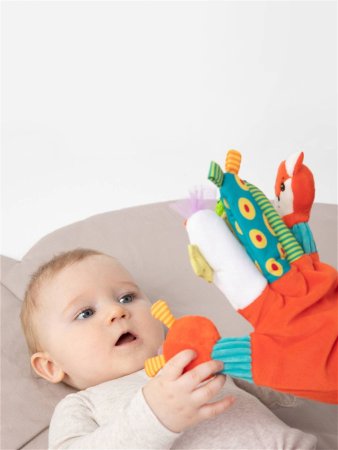 Happy Baby Игрушка-перчатка Дай пять, с шуршащими элементами / цвет оранжевый