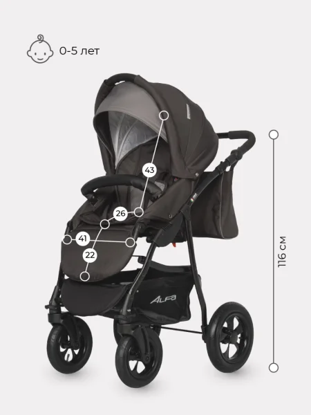 Riko Basic Коляска 2 в 1 Alfa/ цвет 10 коричневый-капучино