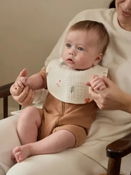 Слюнявчики муслиновые BUBA KIDS, 3 шт., Заповедный лес/Миндаль/Сливочный