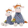 Maxitoys Мягкая Игрушка Luxury, Коровка Глаша в Платье с Цветочком, 28 см / цвет белый, синий