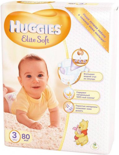 Huggies Elite Soft 3, 5-9кг, 80 шт.