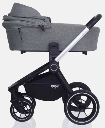 MowBaby Коляска 3 в 1 Zoom PU / цвет Silver Grey (серый, рама серебро)