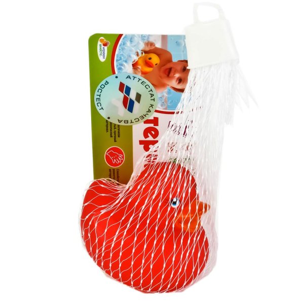 Играем вместе Игрушка для ванны из пластизоля Утка-термометр 249813 / цвет красный