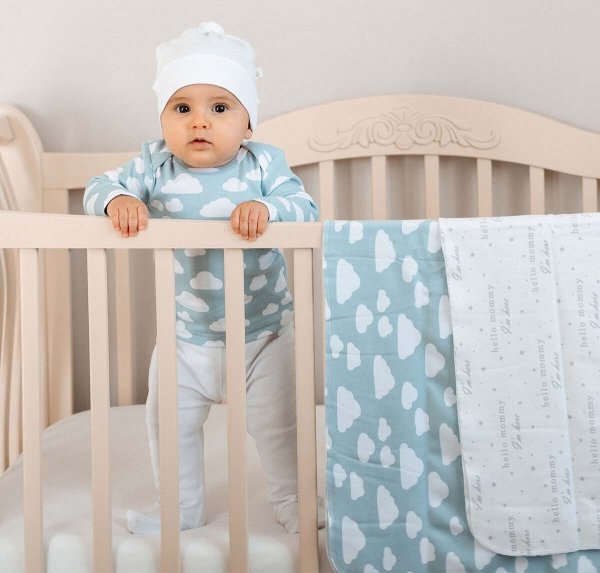 Mjolk Сет из 2х пелёнок Облака, Hello Mommy