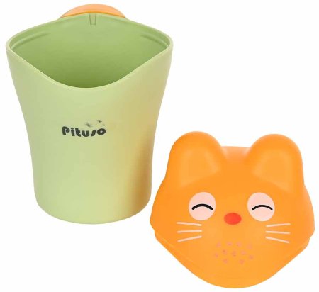 Pituso Ковш "Котик" с крышкой / цвет фисташковый