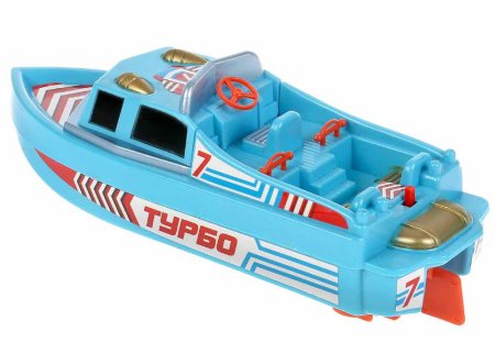 Технодрайв Катер "Турбо" на батарейках / цвет голубой
