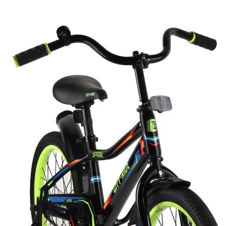 Детский велосипед City-Ride Spark , рама сталь , диск 18 сталь  страховочные колеса, цвет черный
