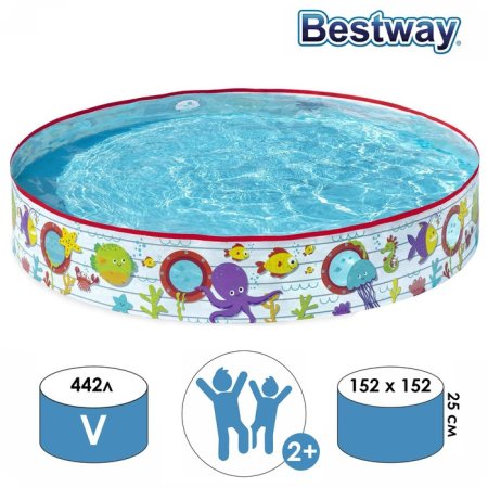 Bestway Бассейн Подводный мир с жестким бортом 55029 / цвет прозрачный
