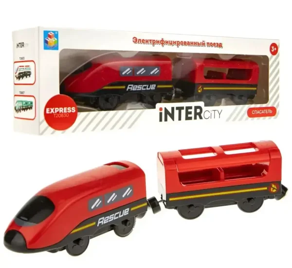 1Toy Электропоезд InterCity Express Спасатель, 2 вагона / цвет красный