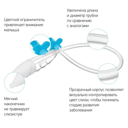 ROXY-KIDS Аспиратор назальный с мягким наконечником, мундштук / цвет голубой