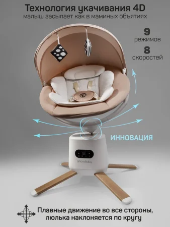 Качели электронные Amarobaby Jolly swing (бежевый, белый вкладыш)