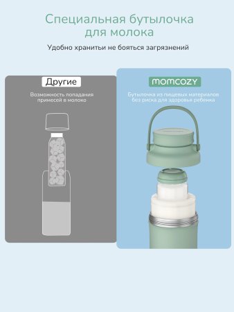 Портативный термоконтейнер для бутылочек, цвет зеленый Мамкози  Momcozy