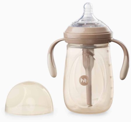 Happy Baby Бутылочка с силиконовой соской, 300 мл / цвет milky (бежевый)