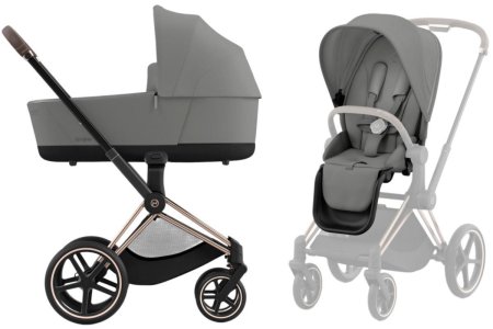 Коляска 2в1 Priam IV Rosegold+сп.блок CYBEX (Mirage Grey)