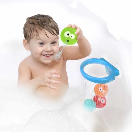 Жирафики Игрушка для купания "Баскетбол", 4 мячика-брызгалки