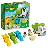 LEGO DUPLO Конструктор "Мусоровоз и контейнеры для раздельного сбора мусора"					