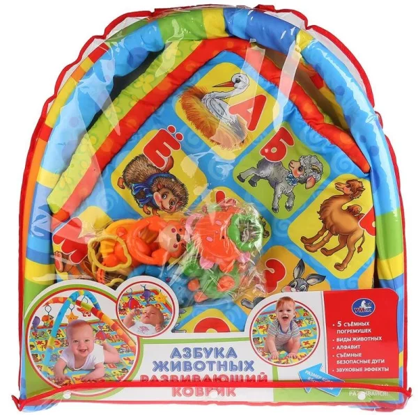 259975   КОВРИК ДЕТСКИЙ "УМКА" АЗБУКА ЖИВОТНЫХ С ИГРУШКАМИ НА ПОДВЕСКЕ В ПАК. (РУСС. УП.) в кор.2*6ш