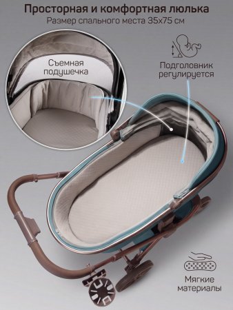 Коляска,экокожа 2в1 Motus Premium Ecco Exclusive (лагуна)