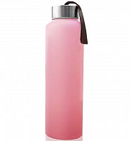 EveryDay Baby Стеклянная бутылочка для воды с защитным силиконовым покрытием, 400 мл / розовый 					