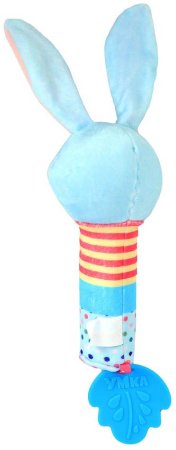 Умка Текстильная погремушка с пищалкой «Зайка»