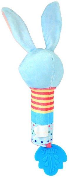 Умка Текстильная погремушка с пищалкой «Зайка»