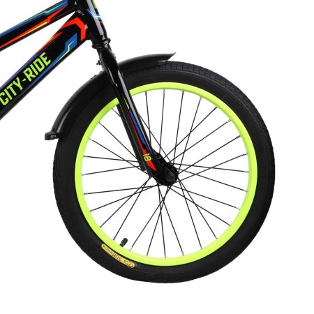 Детский велосипед City-Ride Spark , рама сталь , диск 18 сталь  страховочные колеса, цвет черный