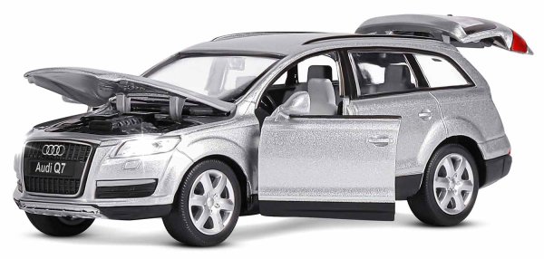 Автопанорама Инерционная металлическая машинка Audi Q7 / цвет серебряный