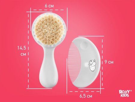 Roxi Kids Набор: расческа-щетка и гребешок / цвет серый