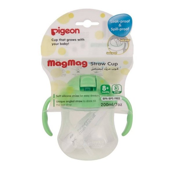 Pigeon Поильник MagMag с трубочкой (зеленый) 8+ мес.. 200 мл