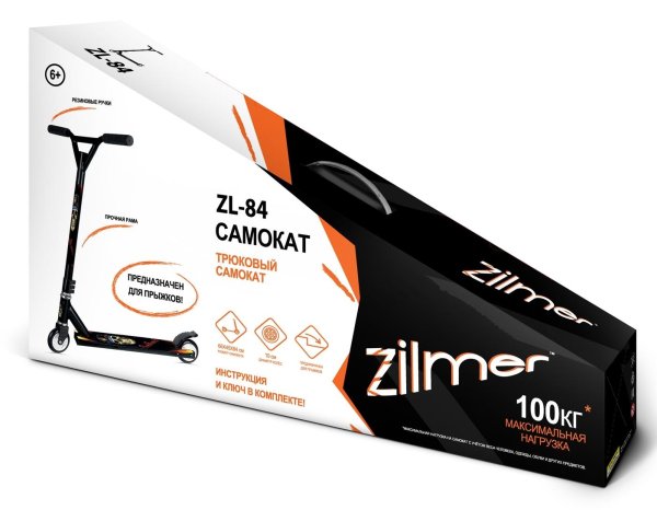 Zilmer Самокат трюковый ZL- 84 / цвет белый, черный