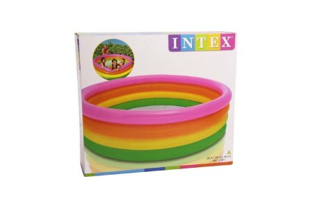 Intex Бассейн надувной "Радуга" 18498 / цвет голубой, зеленый, желтый, розовый
