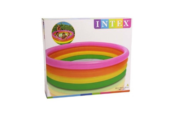 Intex Бассейн надувной "Радуга" 18498 / цвет голубой, зеленый, желтый, розовый