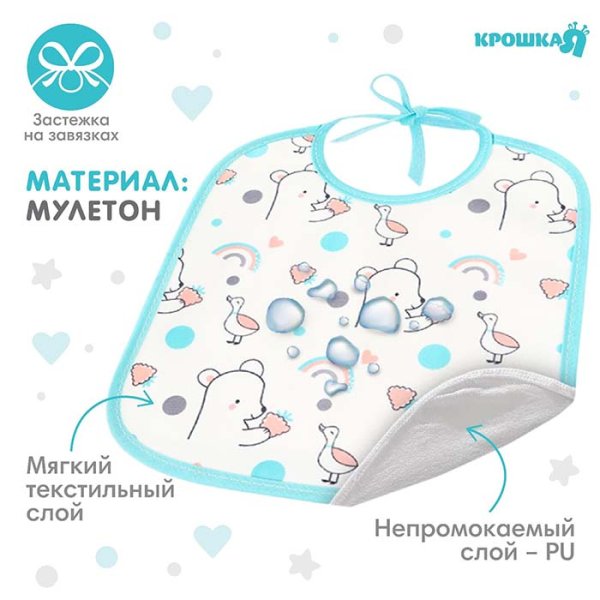 Крошка Я Нагрудник непромокаемый / цвет бирюзовый