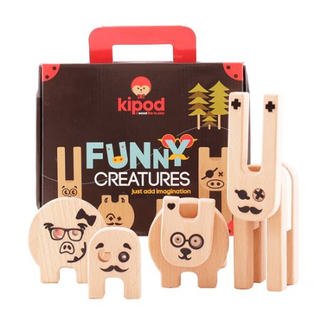Kipod Деревянный конструктор Веселый зверинец с наклейками