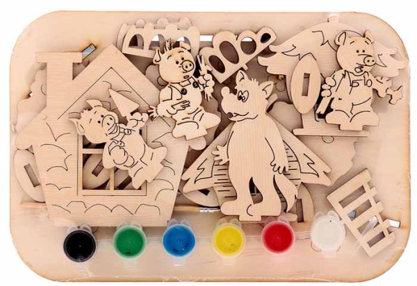 Лесовик Сказка на столе под роспись"Три поросенка"