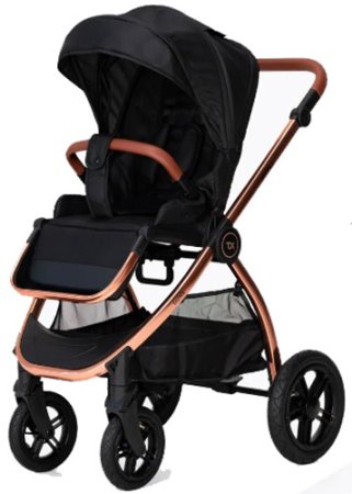 Bambini Moretti Коляска 3 в 1 Salker Lux / цвет Black (черный), рама розовое золото