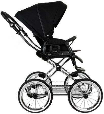 ROAN Коляска 2 в1 Bass Next Classic короб+прогул.(2 места)14d  (Caviar/Black/руч.Black)