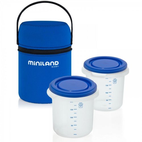 Термосумка с 2 мерными стаканчиками, синяя Miniland PACK-2-GO HERMISIZED