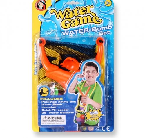 YG Sport Детская игра "Водяные бомбочки" в пакете, шарики 36 штук, рогатка, воронка, сумка, в ассортименте