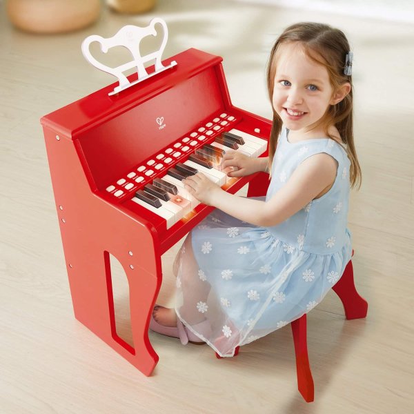 Hape Музыкальная игрушка Пианино с табуреткой / цвет  красный