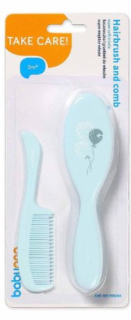 BabyOno Щеточка с натуральной щетиной и расческа Небесная