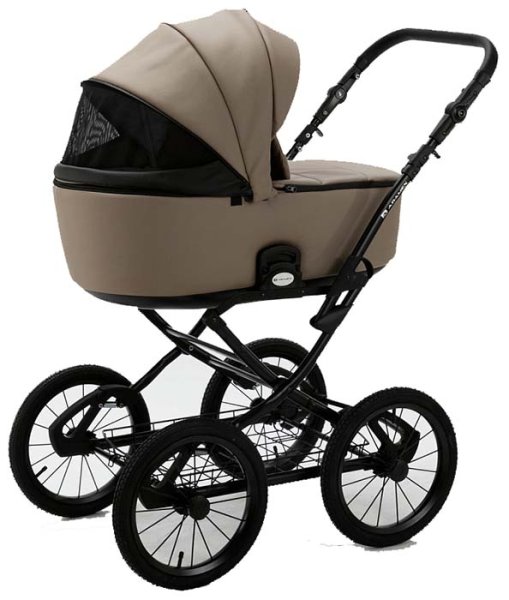 Adamex Коляска 2 в 1 Porto Retro Deluxe / цвет темно-бежевая кожа