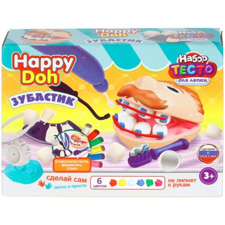 Набор с тестом для лепки зубастик с брекетами, 24 см HAPPY DOH в кор.8шт 409520