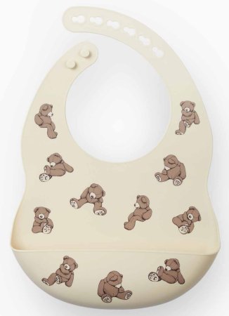Happy Baby Нагрудный фартук силиконовый Bears / цвет бежевый