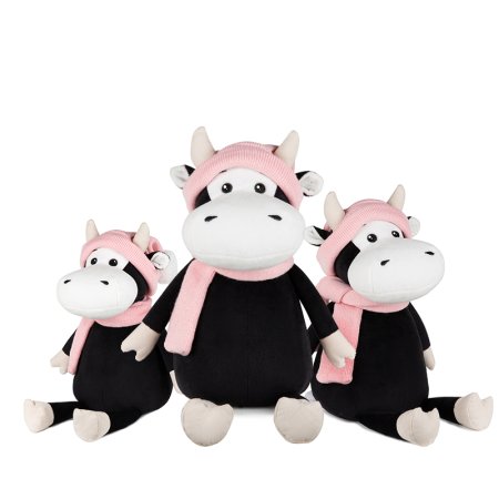 Maxitoys Мягкая Игрушка Luxury, Коровка Маша в Шарфе и Шапке, 23 см / цвет белый, черный