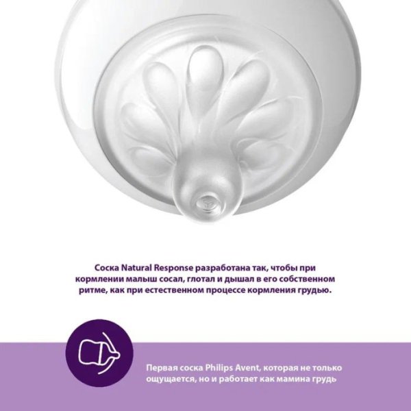 Philips Avent Соска для бутылочки Natural Response, с 0 месяцев, 2 штуки