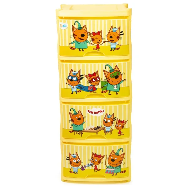 Lalababy Детский комод Три Кота, 4 ящика / цвет жёлтый