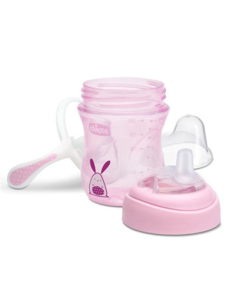 Chicco Чашка-поильник Transition Cup (силиконовый носик), 200 мл / цвет розовый