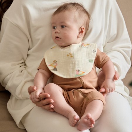 Слюнявчики муслиновые BUBA KIDS, 3 шт., Утка-мандаринка/Горчица/Сливочный